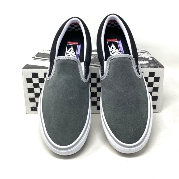 VANS Skate Slip On Shoes Suede Low Top Black Gray For Men Sneakers VN0A5FCAN42 - Picture 5 of 11